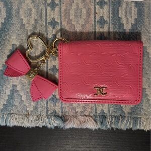 Juicy Couture Hot Pink Card Wallet with Bow and Heart Charm